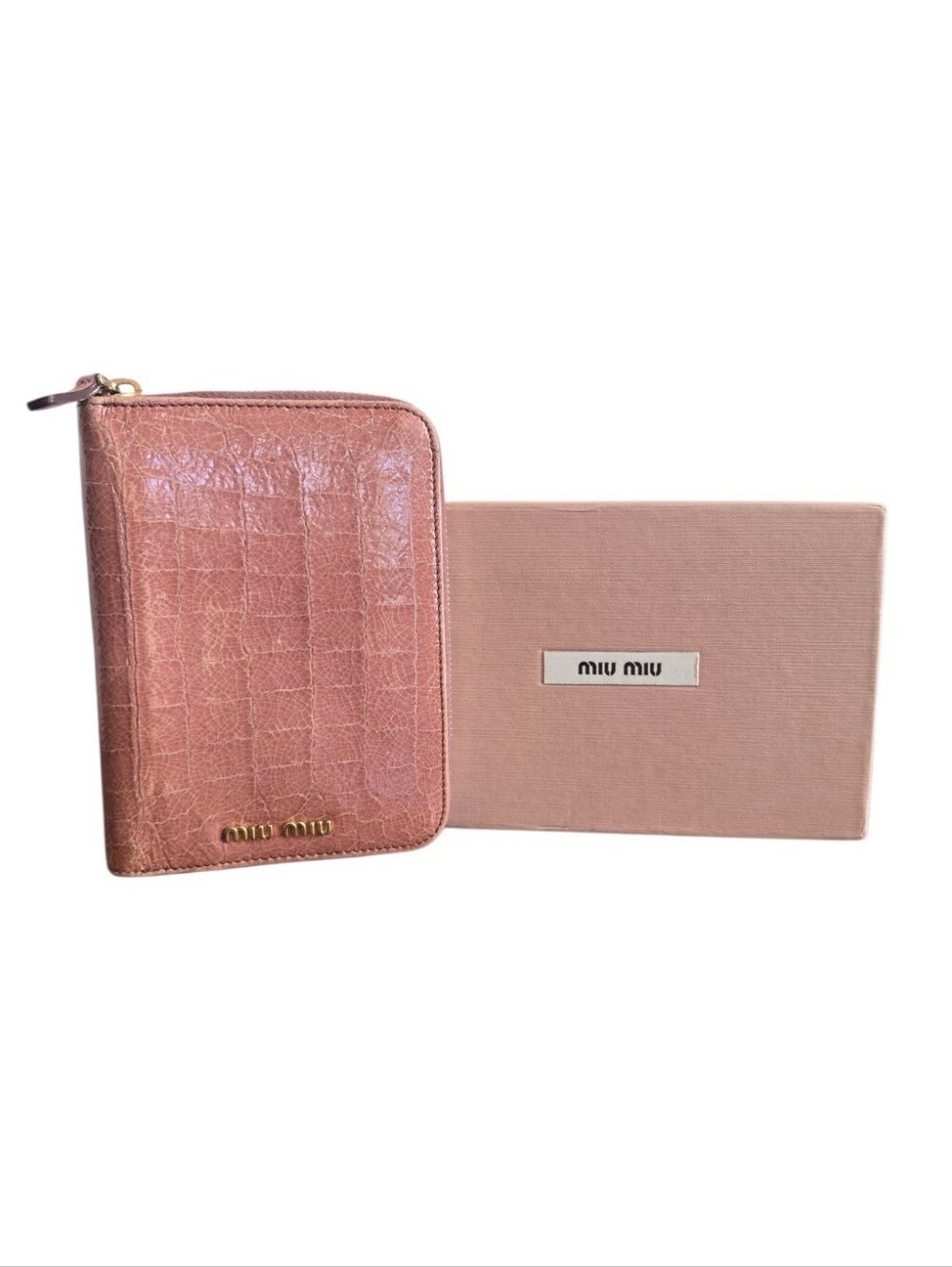 Miu Miu Vintage Dusty Rose Embossed Leather Agenda Planner Organizer